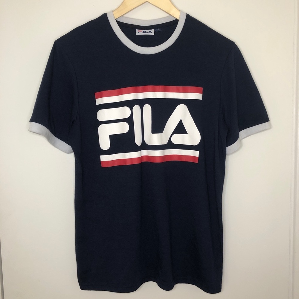 FILA Navy Graphic Print Tee Shirt